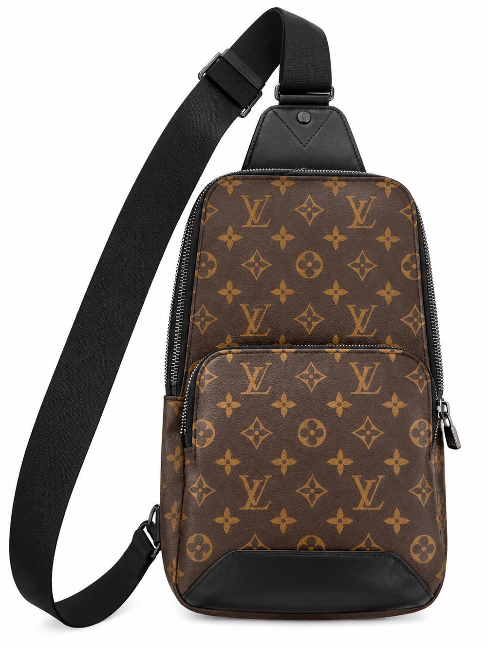 Louis Vuitton Brown Monogram Crossbody Sling Bag with Black Strap